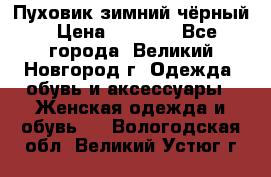 Пуховик зимний чёрный › Цена ­ 2 500 - Все города, Великий Новгород г. Одежда, обувь и аксессуары » Женская одежда и обувь   . Вологодская обл.,Великий Устюг г.